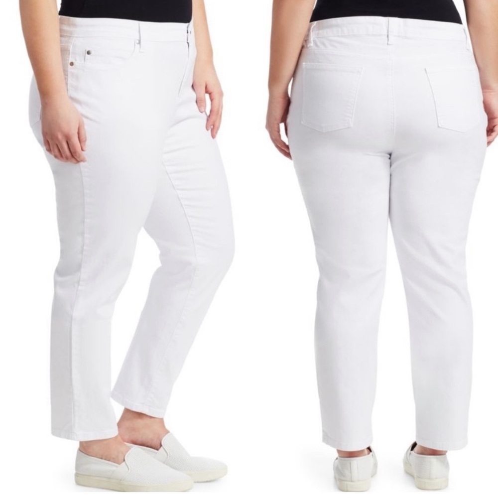 Eileen Fisher white slim soft jeans 14